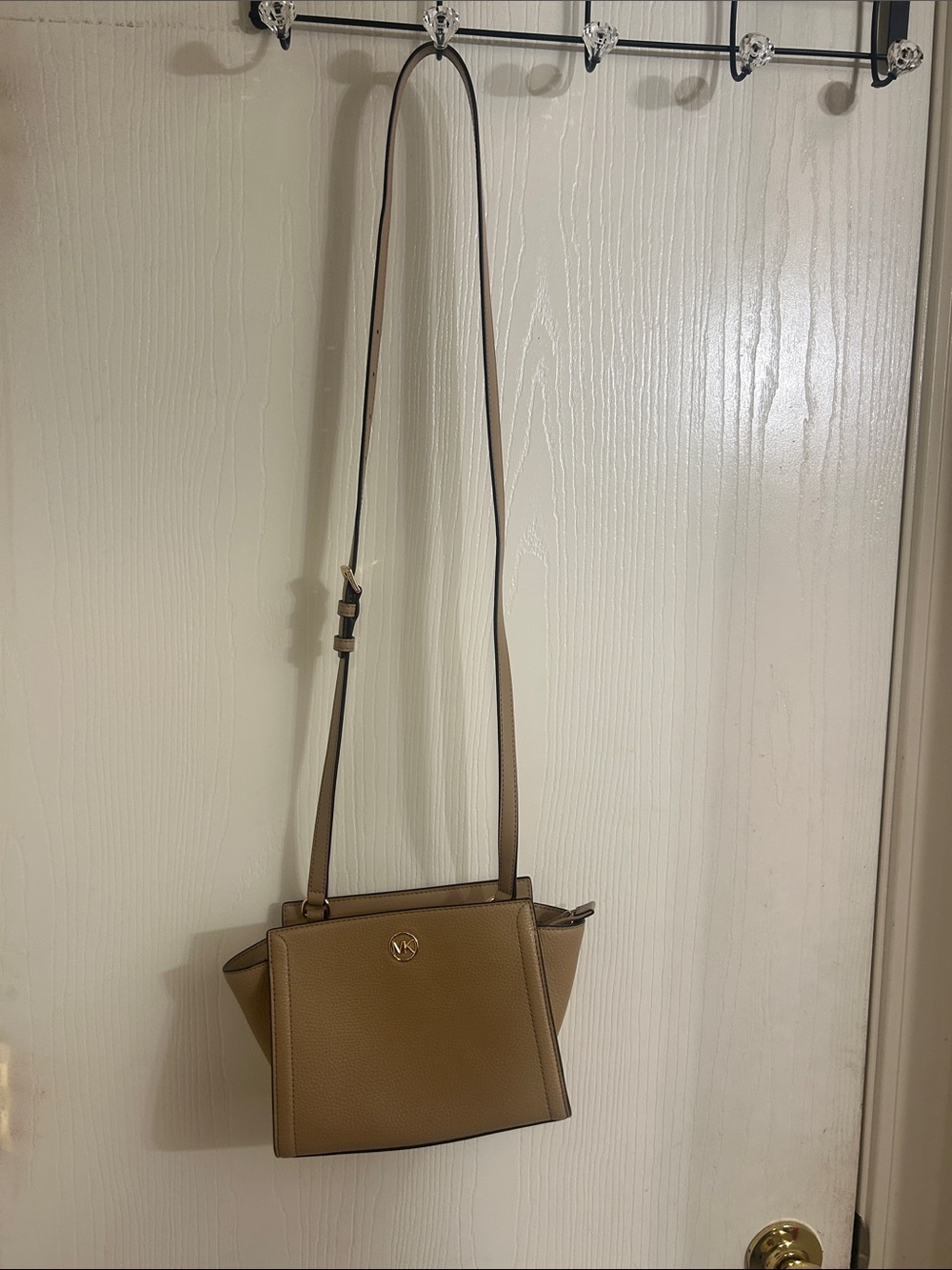 Michael Kors Tan Pebbled Leather Crossbody with Gold Logo